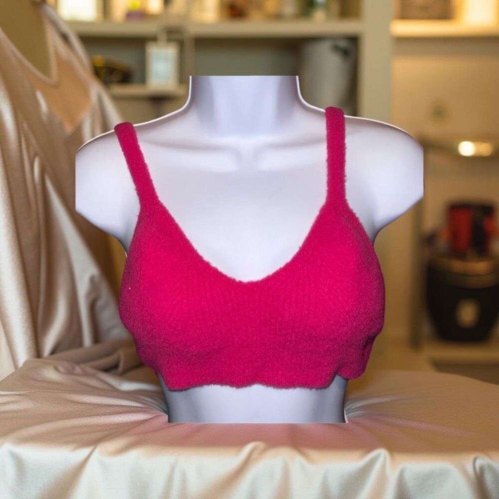 Sergio Hudson x Target HOT Pink Women's Fuzzy Bralette Sweater Size Small